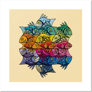 Escher style fish V Posters and Art